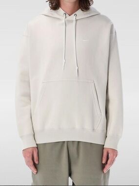 NIKE Club fleece oversized French Terry Off-White Pullover Hoodie Mens Small